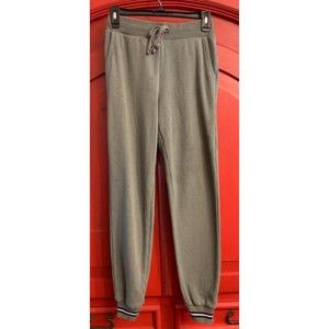 American Eagle Size L Green With Navy White Stripe Cuff Jogger Sweatpants EUC